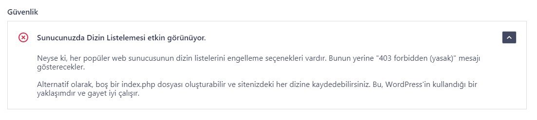 Sunucunuzda Dizin Listeleme Etkin Görünüyor Hatası