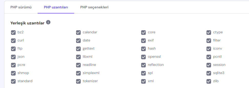 PHP 8.1 Yerleşik Uzantılar ve Anlamları